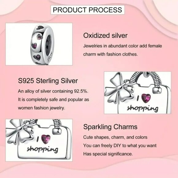 Shopping Bag Charm With Bow & Heart Accents (SKU # 3052) - Picture 6 of 6